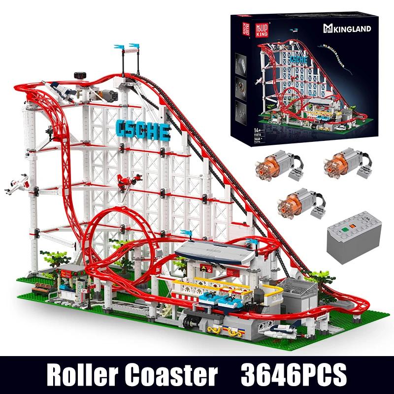 Bausatz für eine Looping-Achterbahn - Modell 11014 - Kleine Bausteine - Motorisiert - Lithiumbatterie - Ohne Fernbedienung - Kompatibel mit Set 10303 - Originalverpackung