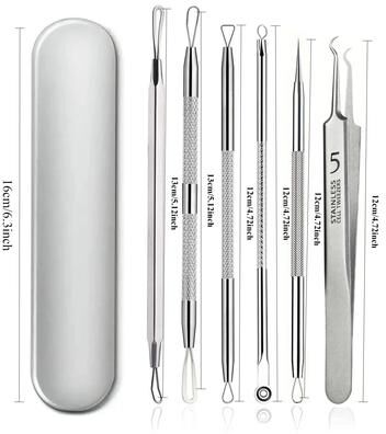 Useful Little Things Multi Piece Blemish Extraction Kit And Professional Facial Pore Cleansing Set 6pcs With Iron Box