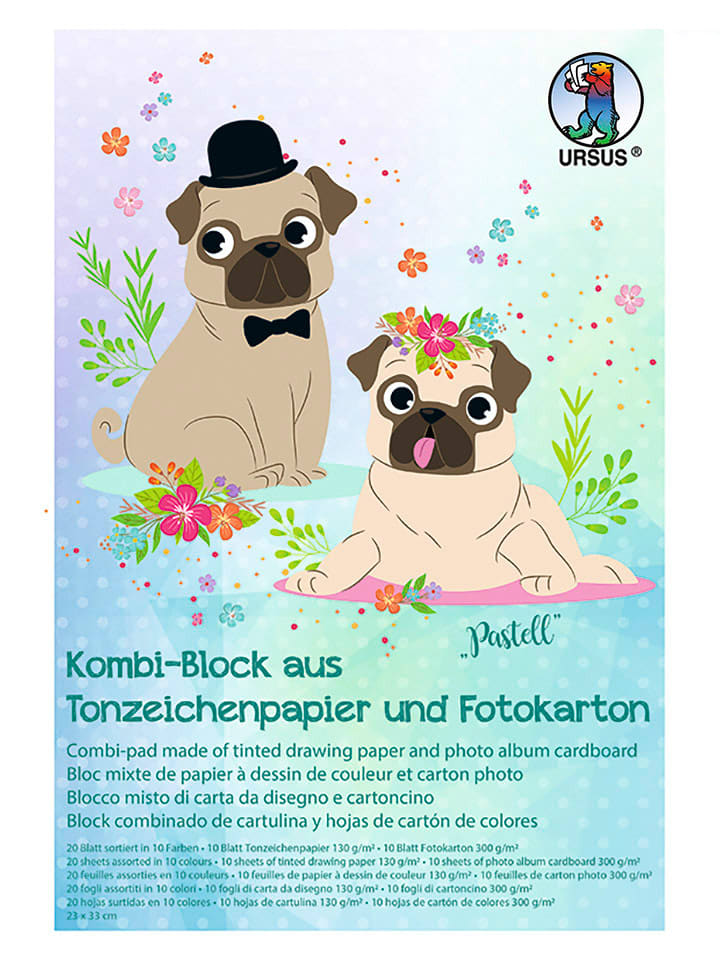 URSUS Kombi-Zeichenblock "Pastell" in Bunt - onesize