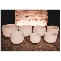 Meinl Sonic Energy Crystal Singing Bowl Chakra Set CSBSETCHA mit Stimmgabel (Klangschale), Perkussion, Weiss