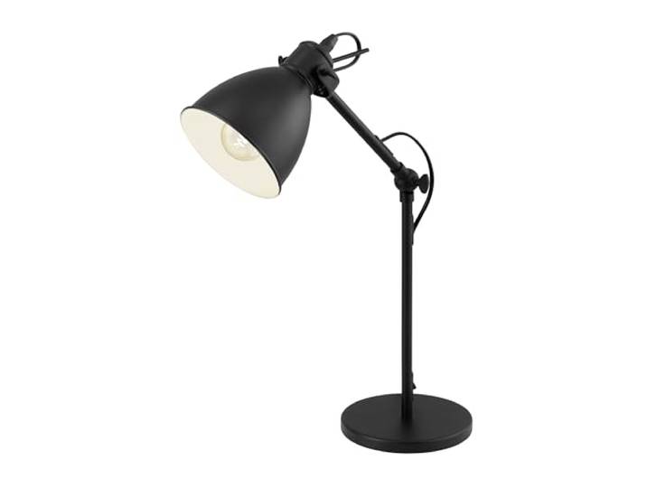 EGLO Lampe de table PRIDDY\, lampe à poser à 2 flammes au design industriel lampe rétro\, lampe de chevet en acier\, couleur : noir\, blanc\, douille : E27\, interrupteur inclus