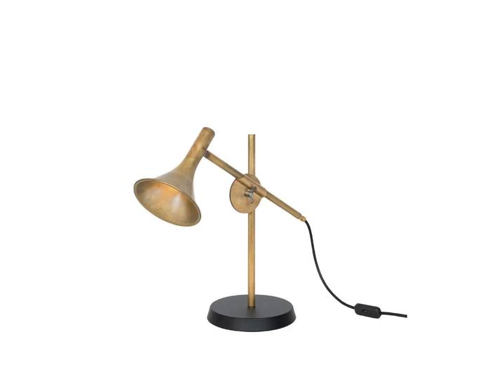 Konsthantverk Lampe de table Megafon laiton brut, pied noir