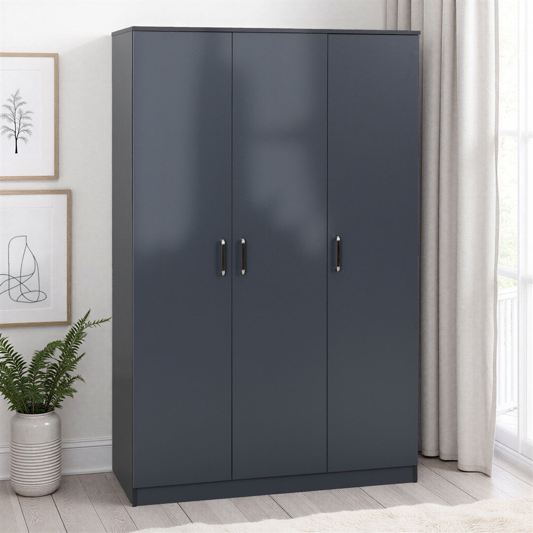 17 Stories Sumrah 3 Door Wardrobe Grey 110cm W X 48cm D