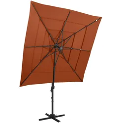 vidaXL Sonnenschirm mit Aluminium-Mast 4-lagig Terrakotta 250x250 cm