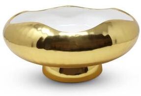 Vivience Gold Salad Bowl with White Interior