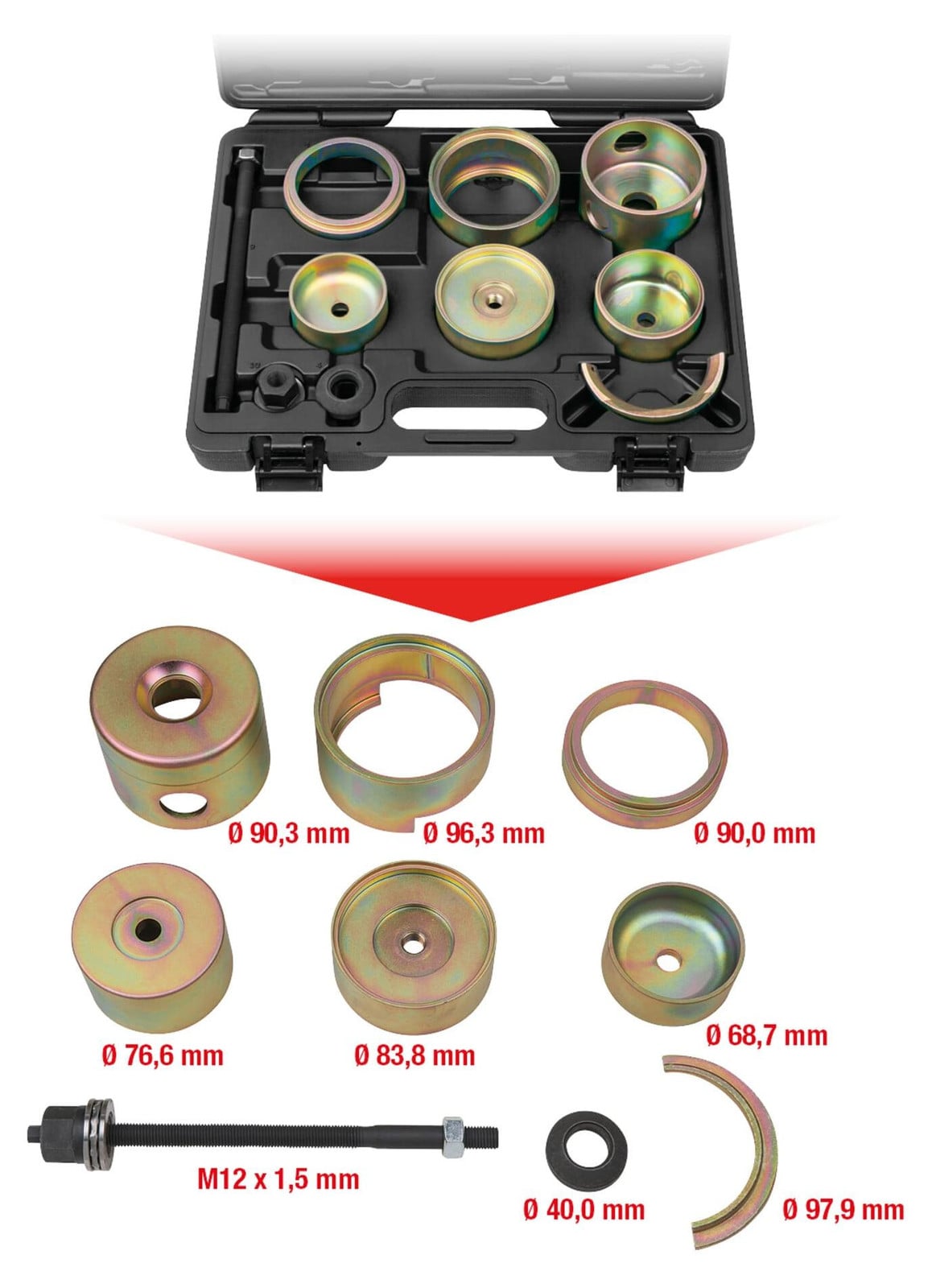 KS Tools Montagetoolset voor trillingsdempers type 700.2100 van gereedschapsstaal