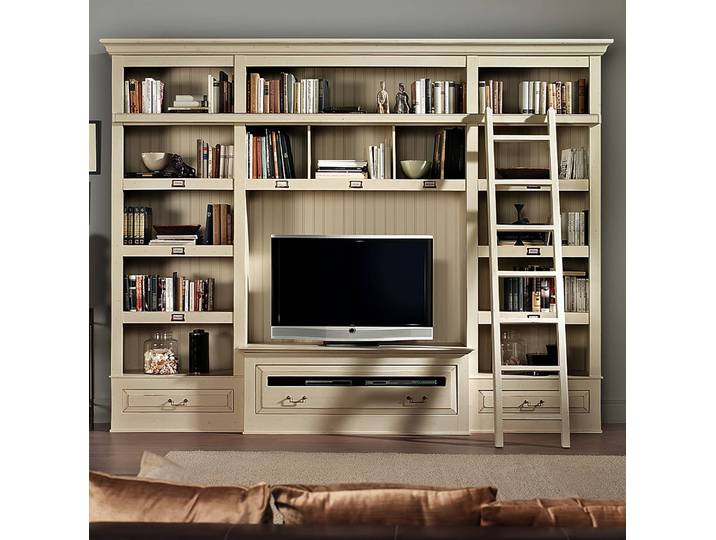 Ensemble TV I Corps : pin massif, teinté et verni Tablettes : panneau MDF panneau de fibres de bois de densité moyenne , plaxé