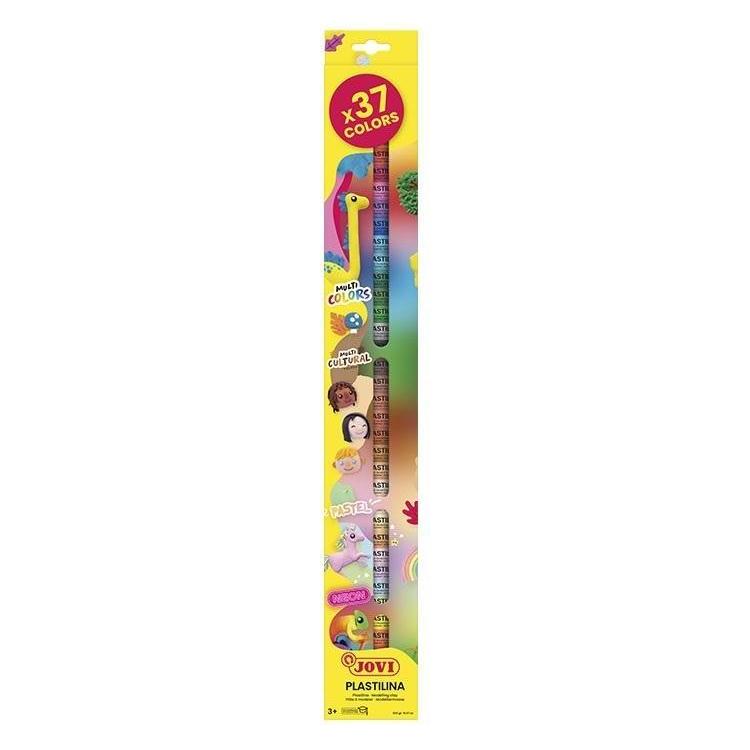 Jovi Knete PLASTILINA farbsortiert, 37 Farben je 15,0 g (90/37)