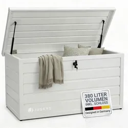 Juskys Metall Aufbewahrungsbox Limani 380 Liter - Box wasserdicht, abschließbar - Weiß