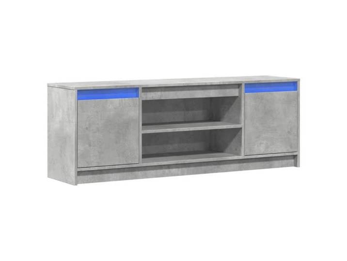 Meuble TV - Banc TV - Table TV - avec LED - Gris béton - 139 5x34x50 cm - bois d'ingénierie T613