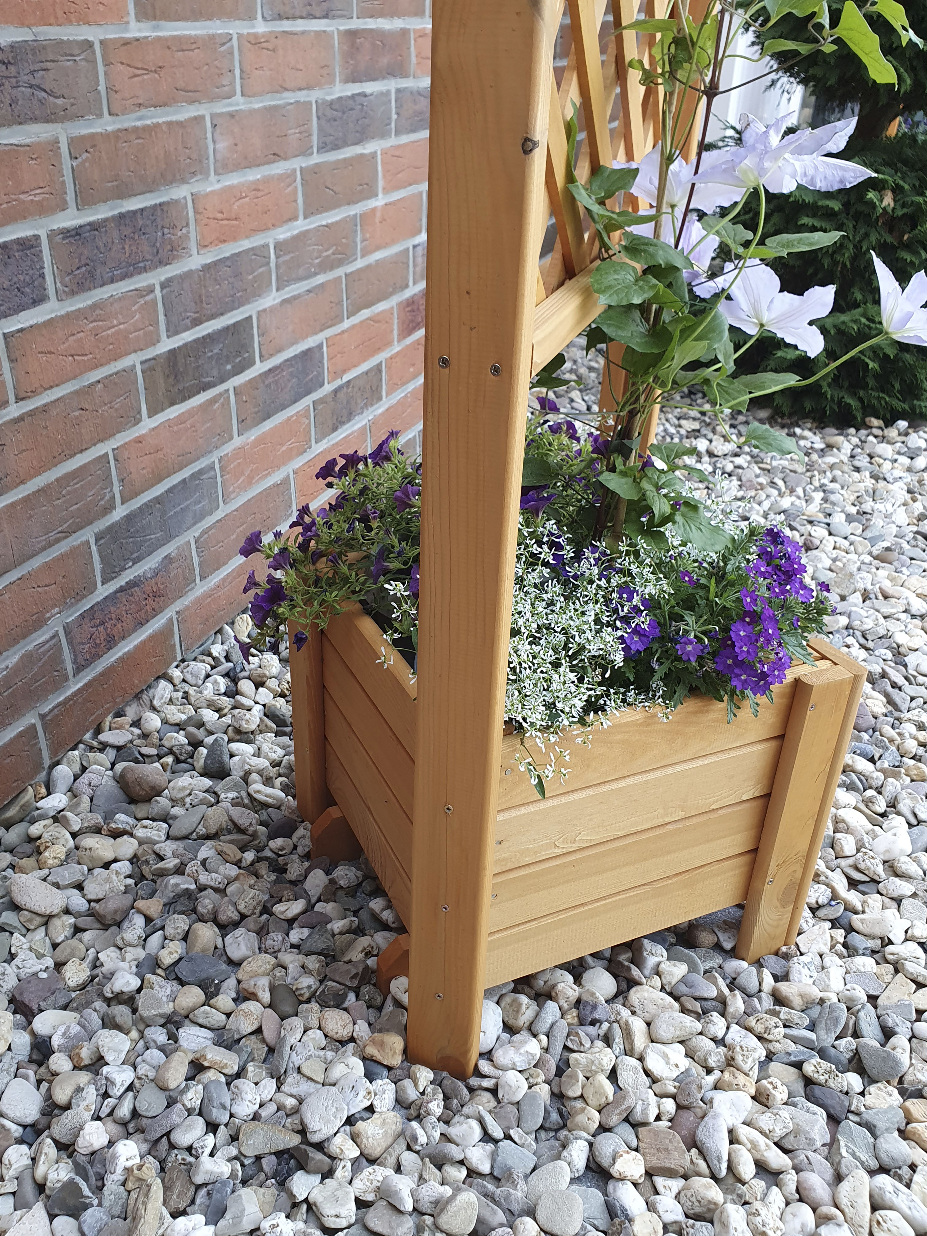 Spalier PROMADINO, braun, B:54cm H:210cm T:54cm, Holzwerkstoff, Rankhilfen, Spalier, Eckspalier mit Pflanzkasten, BxTxH: 54x54x210 cm