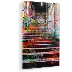 ACRYLGLASBILD Treppe - Graffiti - Farben - Kunst Wandbild 60x90 cm