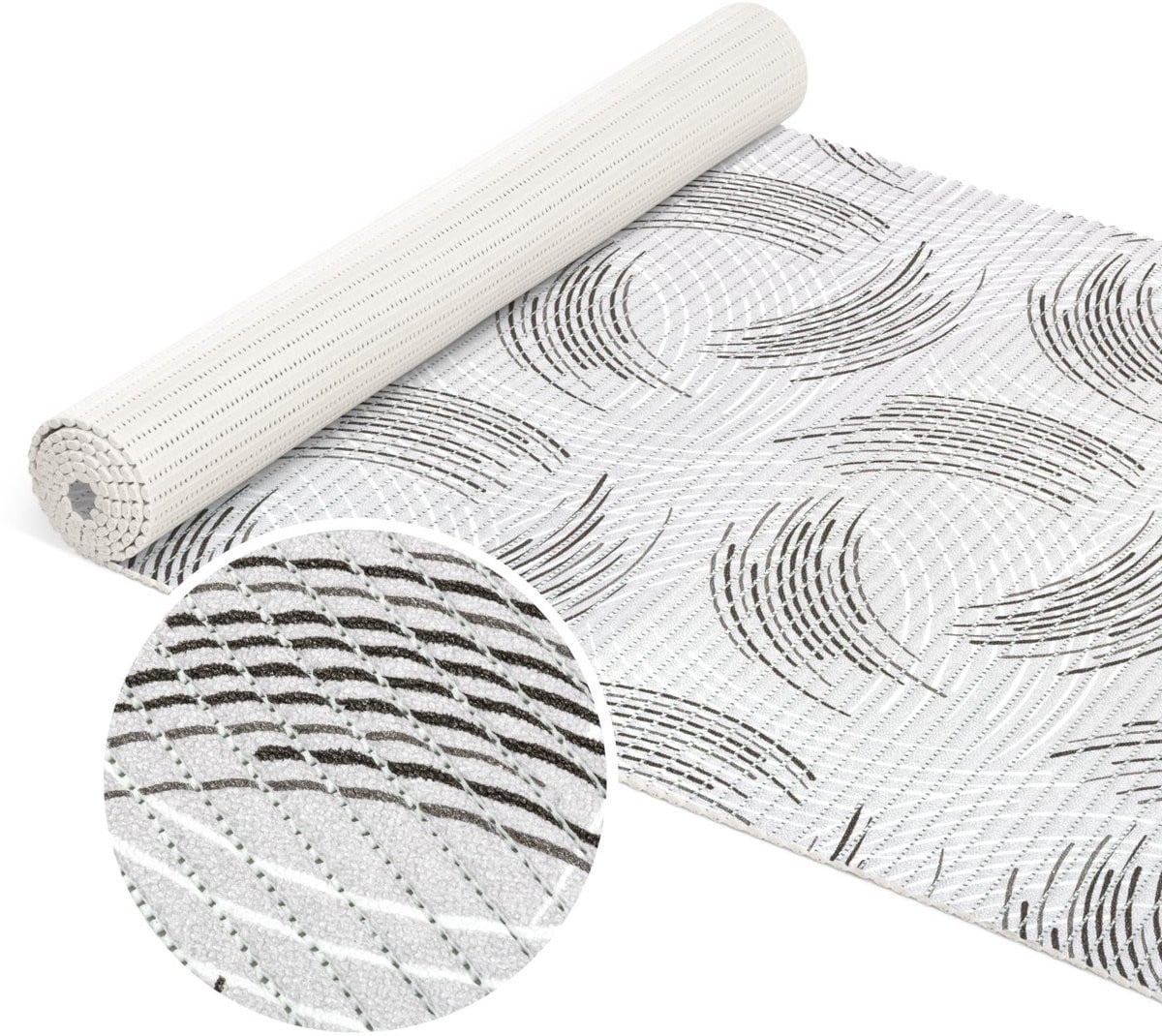 ANRO Badmat Cirkels Grijs 65x280 cm - Antislip en Sneldrogend