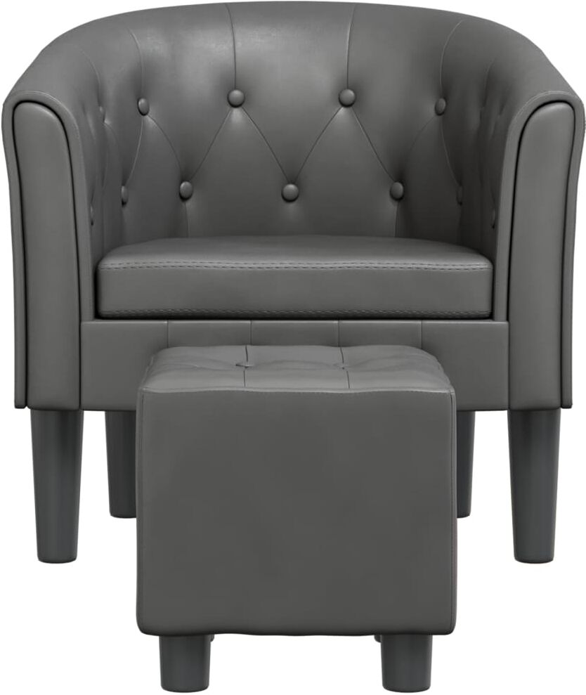 vidaXL Chaise cabriolet avec repose-pied gris similicuir