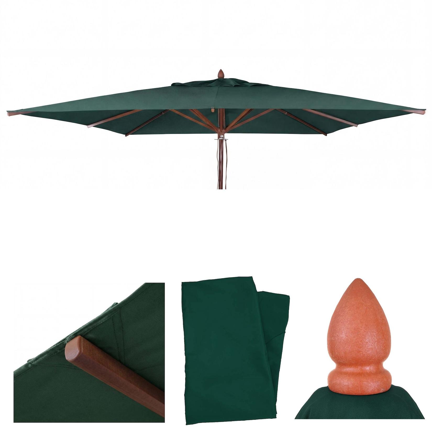 Ersatz-Bezug für Gastronomie Holz-Sonnenschirm MCW-C57b, Sonnenschirmbezug, eckig 4x4m Polyester ~ dunkelgrün