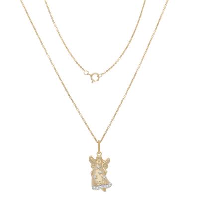 Kette mit Anhänger FIRETTI "Schmuck Geschenk Silber 925 Ankerkette Engel Faith Glaube bicolor", gold (gelbgoldfarben, silberfarben, weiß), Halsketten, Damen, Silber 925 (Sterlingsilber), L: 45 B: 1mm, mit Weißtopas, B:1mm