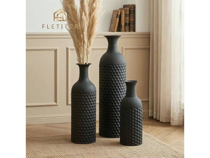 Vases sur pied en fer – Ensemble de 3 tailles, vase décoratif moderne et minimaliste pour salon/hôtel/balcon