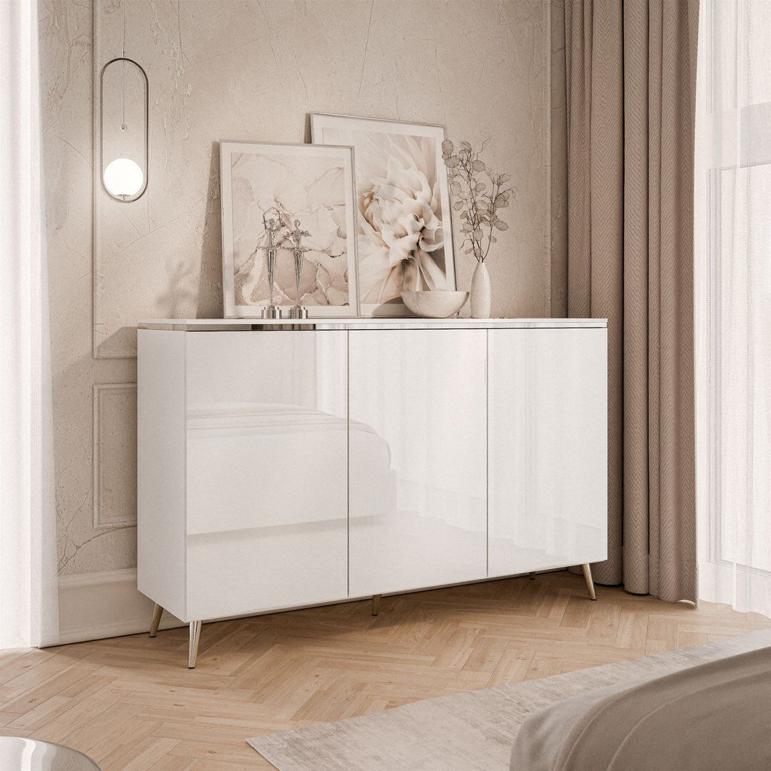 George Oliver 140 cm W Sideboard white/white gloss 90cm H X 140cm W X 40cm D