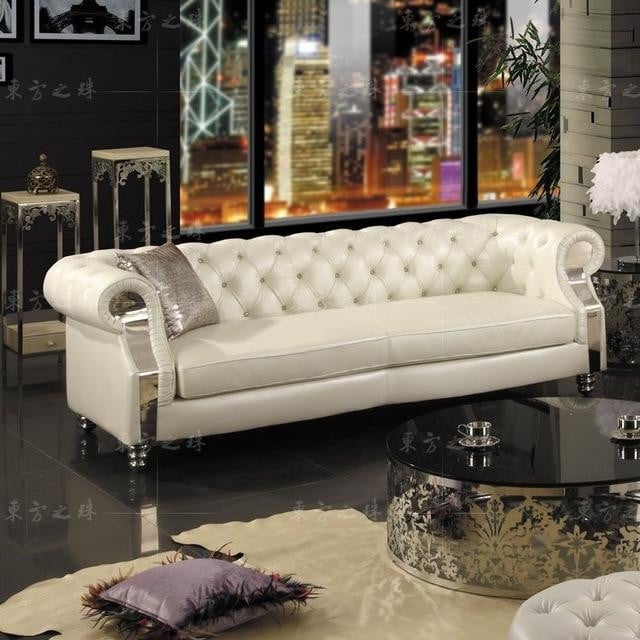 Design Chesterfield 3-zits bank in luxe lederen bekleding
