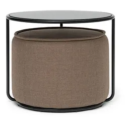 Softline Beistelltisch mit Hocker Tom Tisch schwarz, Designer Sascha Sartory, 37 cm