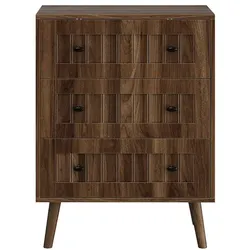 STILVORA Kommode MDF Walnuss 60x40x79 cm mit 3 Schubladen und Kiefernholzbeinen