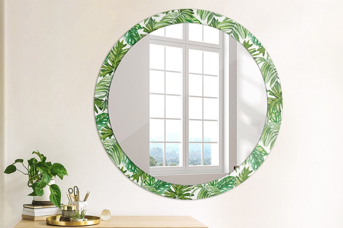 Coloray Bedrukte Spiegel met Junglebladeren Decoratie - 90 cm