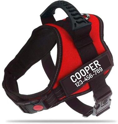 Uplift Treasures Adjustable Nylon Dog Harness With Custom ID Tag 4 s