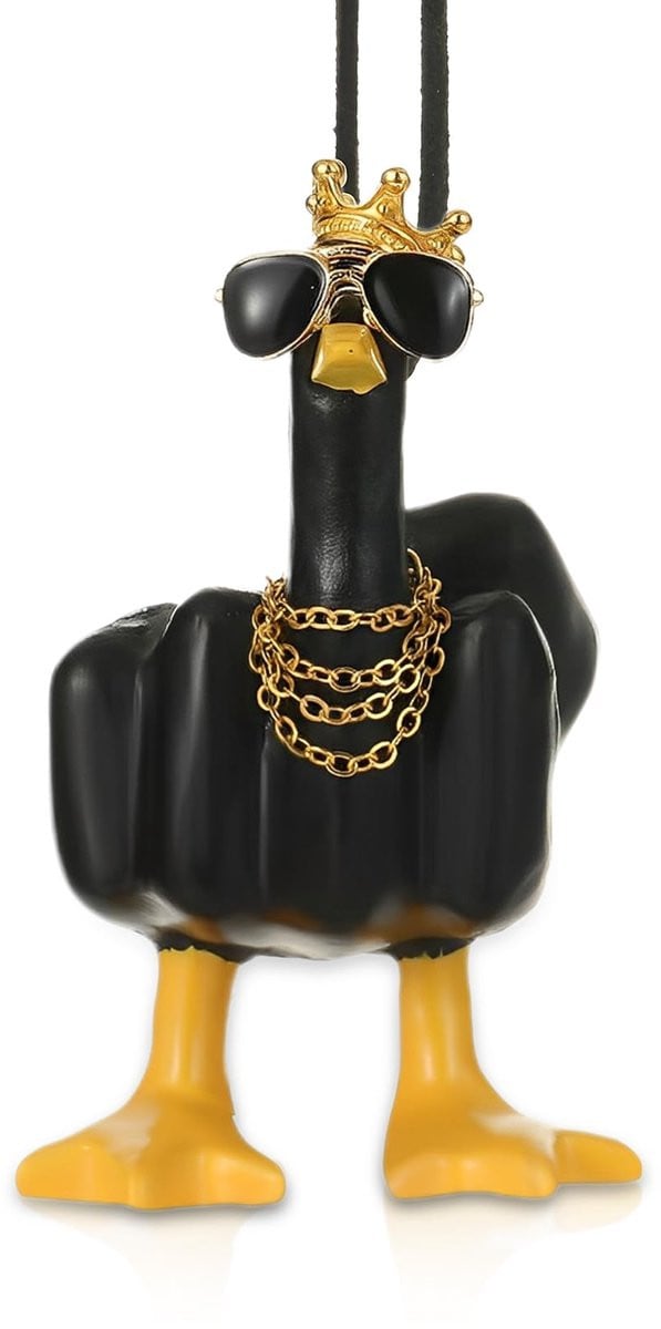 Ibenzoa Grappige Eend Figuur met Middelvinger - Hars Decoratie voor op tafel
