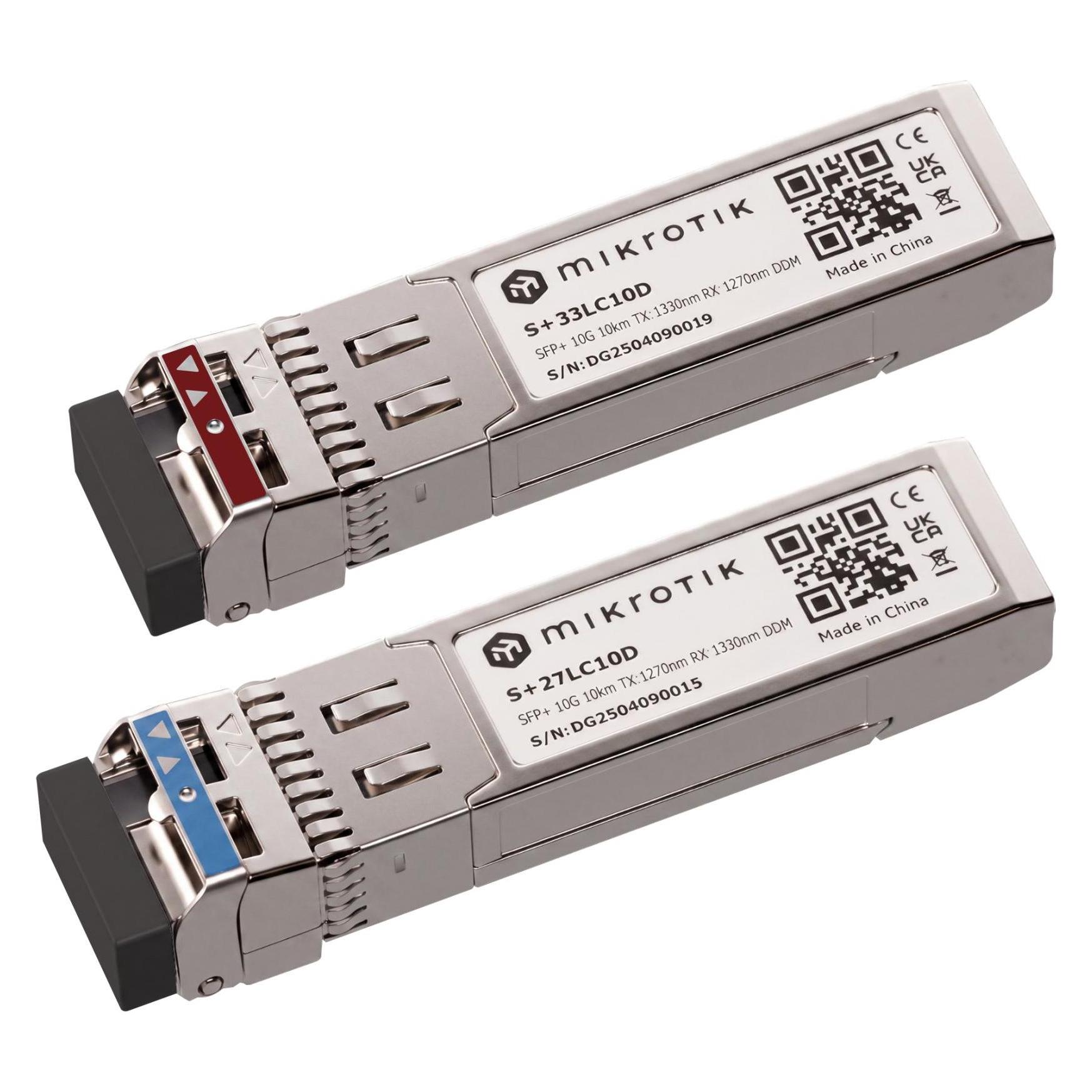 MikroTik 10G Single-Mode SFP+ Module Pair, 10 km (S+2733LC10D)