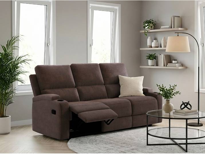 3-Sitzer GOODPRODUCT NAPORI Microfaser, Multimediasofa, Kinosessel XXL , braun (dunkelbraun), B:207cm H:105cm T:94cm, 100% Polyester, Sofas, 3-Sitzer, Kinosofa mit 2 x Relaxfunktion und Getränkehalter