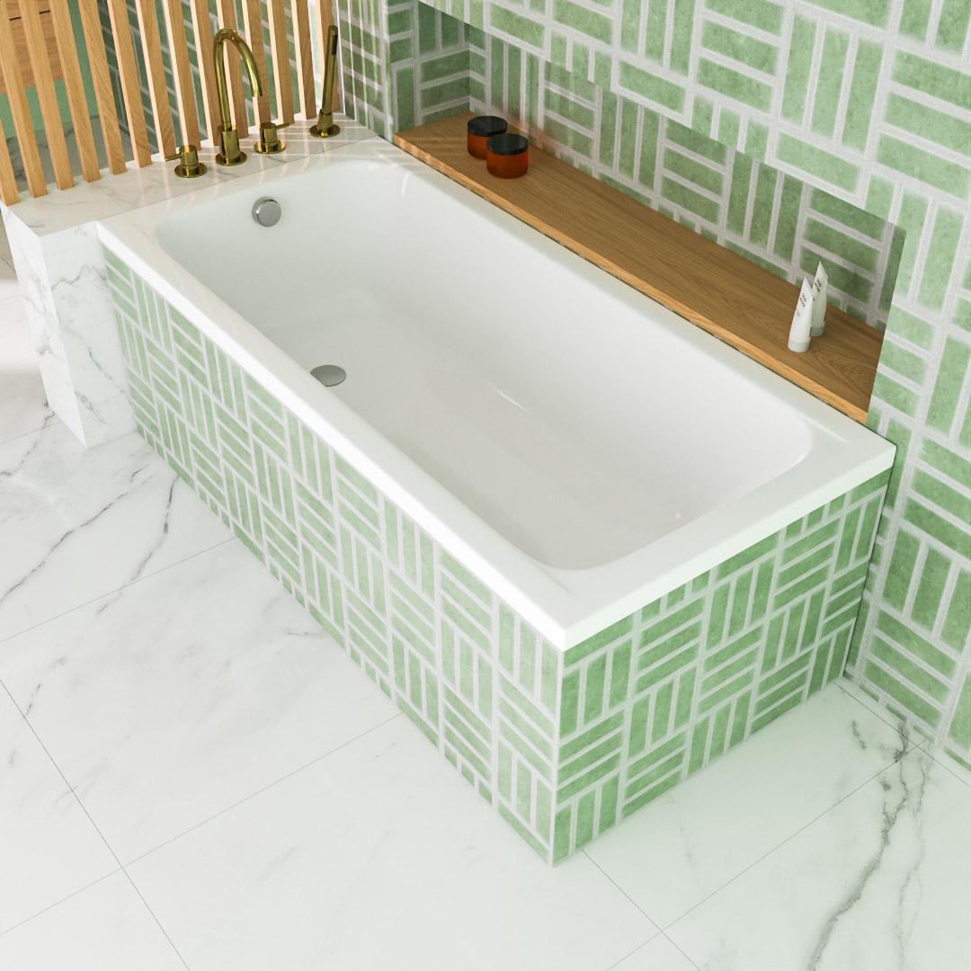 ECOLAM Badewanne Rechteckbadewanne 160x70 cm Basic Acrylwanne + Füße Ablauf Wanne