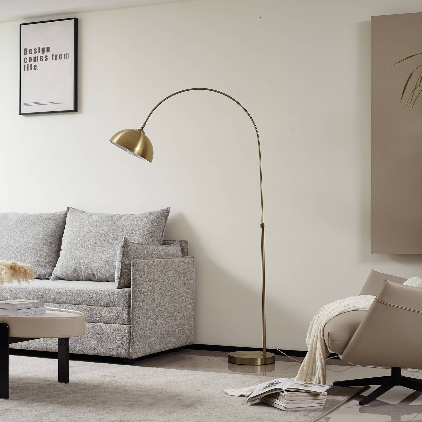 Bogenlampe Lennart Lindby, bronze / altmessing, für Wohn- / Esszimmer, Metall, Modern, Stehlampe