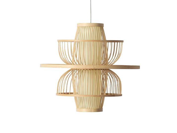 Suspension orientale bambou rotin naturel Ø45 cm
