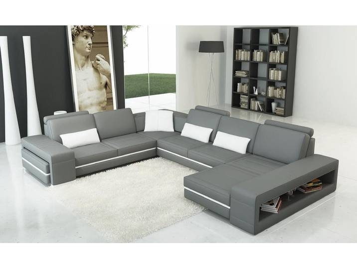 Xlmoebel Wohnlandschaft Ledersofa U-Form in modernem Design mit hoher Funktionalität, Ecksofa, Hergestellt in Europa