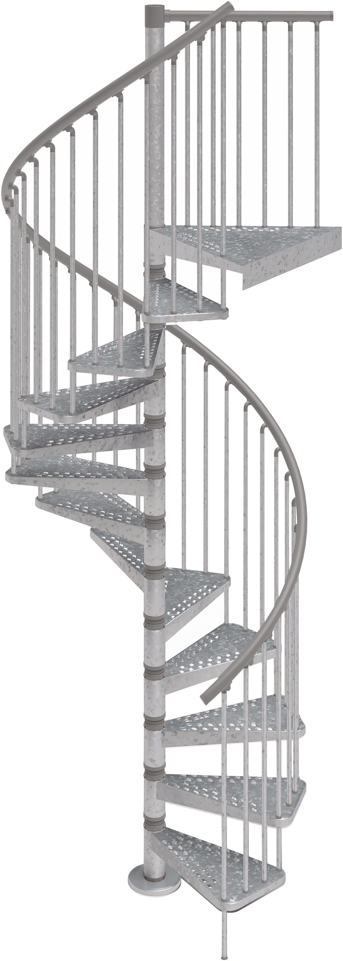 Kompassobyrintal SCALA A CHIOCCIOLA ROUND ZINK NEW Ø120cm 13 GRADINI ACCIAIO ZINCATO ACCESSORI GRIGIO CHIARO