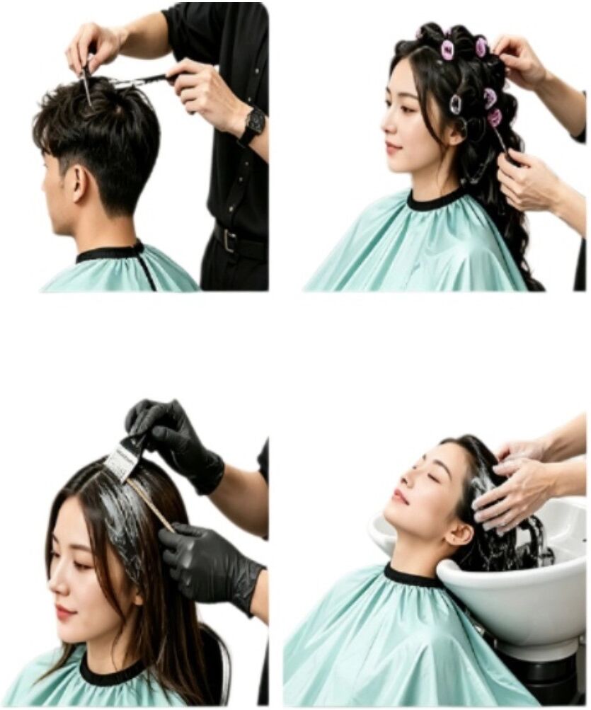 INF Cape de coiffure en polyester effet soie glacée, antistatique et imperméable pour coupe, coloration, permanente et soins Violet