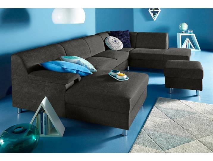 Home affaire Wohnlandschaft Jamie, zeitloses Design, fester Sitzkomfort, viel Platz, U-Form, wahlweise mit Bettfunktion