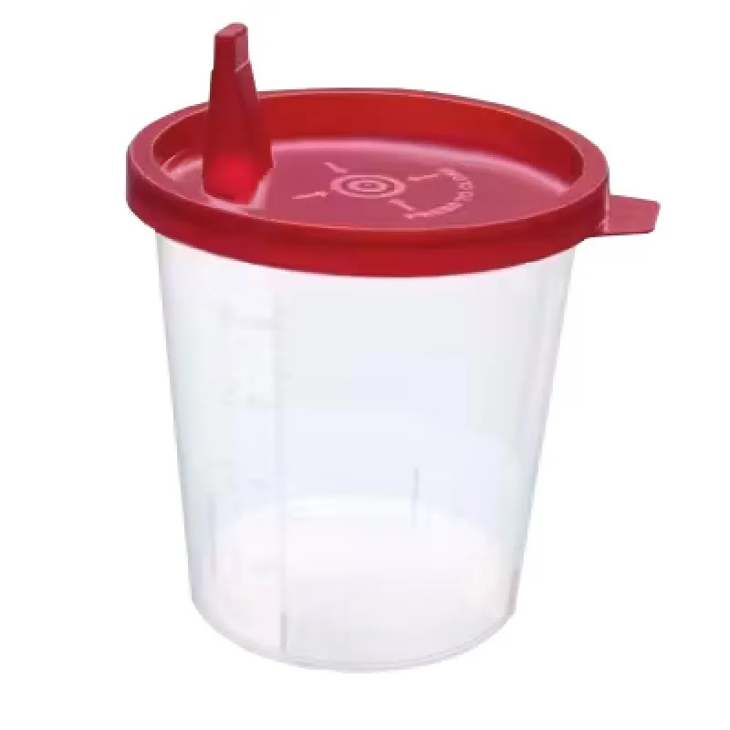 medimex GmbH Urinbecher mit rotem Schnappdeckel, 125 ml (500 Stück) 8M50700001