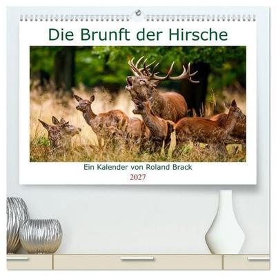 Die Brunft der Hirsche (hochwertiger Premium Wandkalender 2027 DIN A2 quer), Kunstdruck in Hochglanz