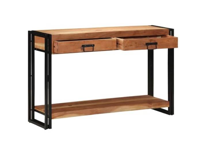 TEKGHUT Konsolentisch Braun Massivholz Akazie 120x33x75 cm mit Schubladen Massivholz Akazie, Stahlrahmen, Schubladen, Innenbereich, Flur, Wohnzimmer, Montage erforderlich