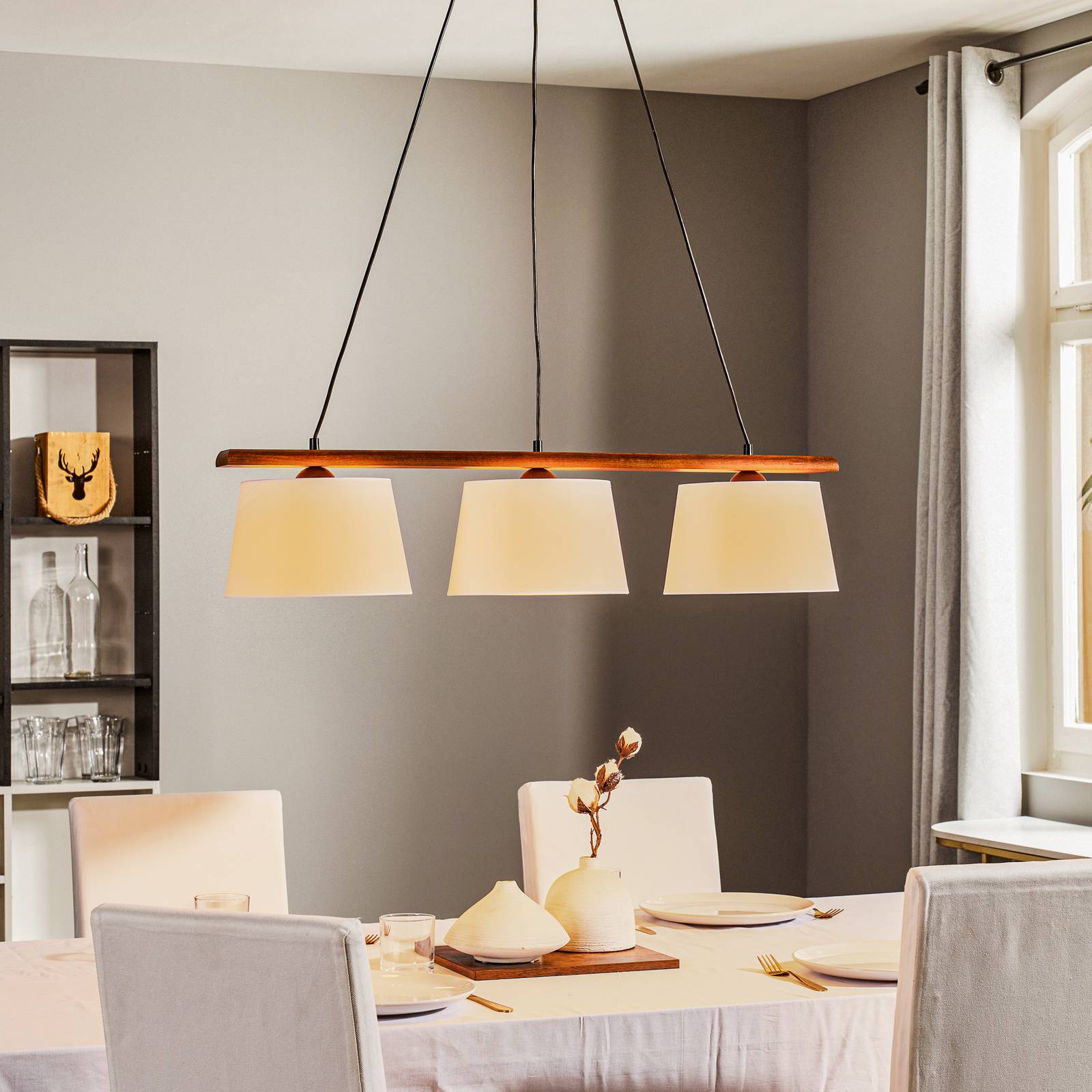 Wooden Pendant Light Sweden Lamkur, dimmable, Dark wood, Living / Dining Room, Wood, Modern, Ceiling Light