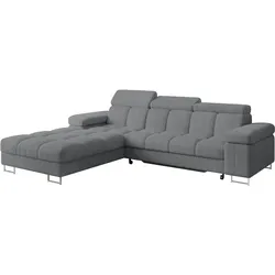 ECKSOFA mit Schlaffunktion Ottomane Links COMA L 271x203x79 Dunkelgrau Cord