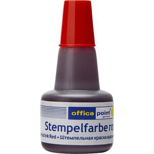 Office-Point Stempelfarbe wasserbasiert, rot, für Schaumstoffkissen, schnelltrocknend, 30 ml