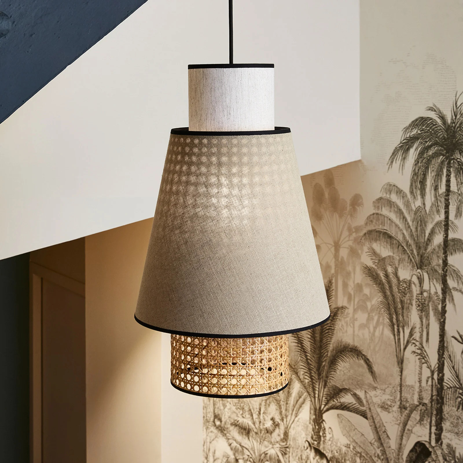MARKET SET Singapour S hanglamp, nude, stof