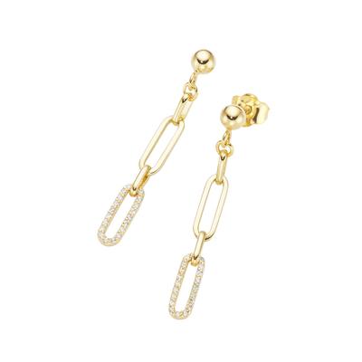 Paar Ohrstecker LUIGI MERANO "längliche Glieder als Behang, Zirkonia Steine, Gold 375", gold, Ohrringe, Damen, Gelbgold 375