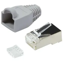 LogiLink RJ45-Modularstecker, Cat.6, geschirmt, graue Tülle, 100er Set