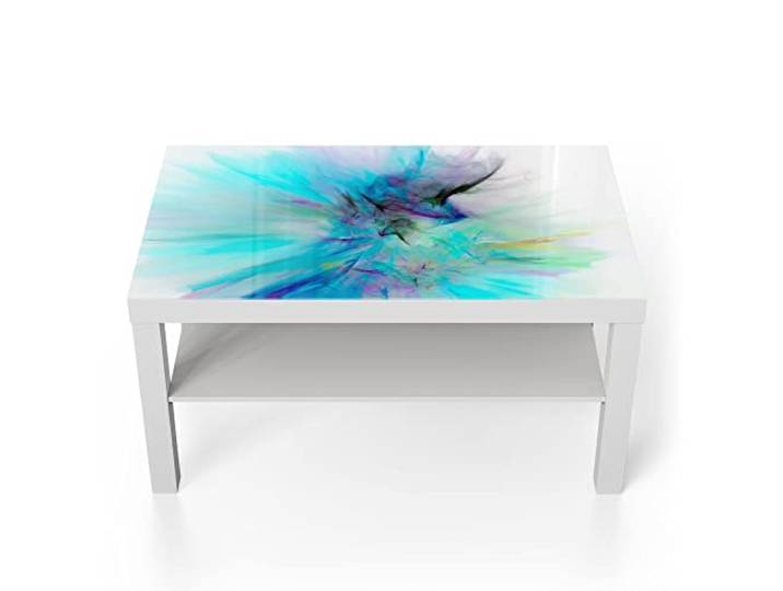 DEQORI Glastisch weiß groß 90x50 cm Motiv Supernova der Farben ausgefallener Beistelltisch aus Glas Hochglanz Couchtisch fürs Wohnzimmer moderner Couch Tisch mit Design