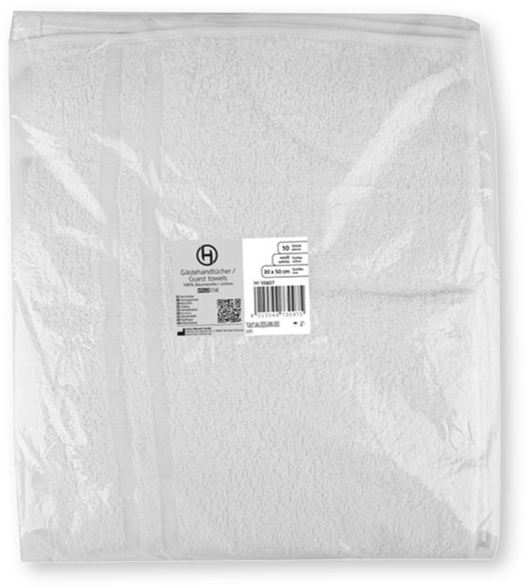 Hygostar Gastendoekjes van 100% Katoen, Set van 50 stuks, Wit, 30 x 50 cm