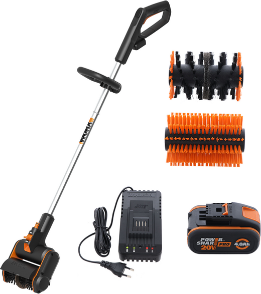 Worx WG441E - Nettoyeur d'extérieur à batterie - Batterie de 20V - 4Ah - 2 brosses incluses