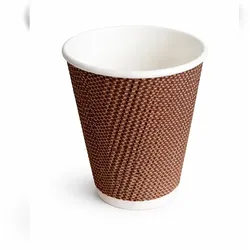 RyanPack Einweg Kaffeebecher Ripple Wall 240 ml Braun – 25 Stück